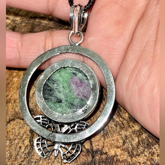 Butterfly Ruby Zoisite Crystal Pendant 2 1/2” - Picture 9 of 12